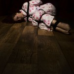 Molly Dolly bound helpless on the floor in shibari bondage